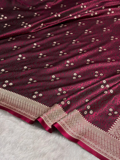Garnet Shades Tanchoi Motif Mashru Silk Saree MST-12
