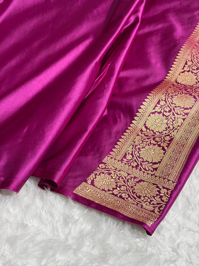 Banarasi Satin Katan Saree With Boota in Wine Shades SK108