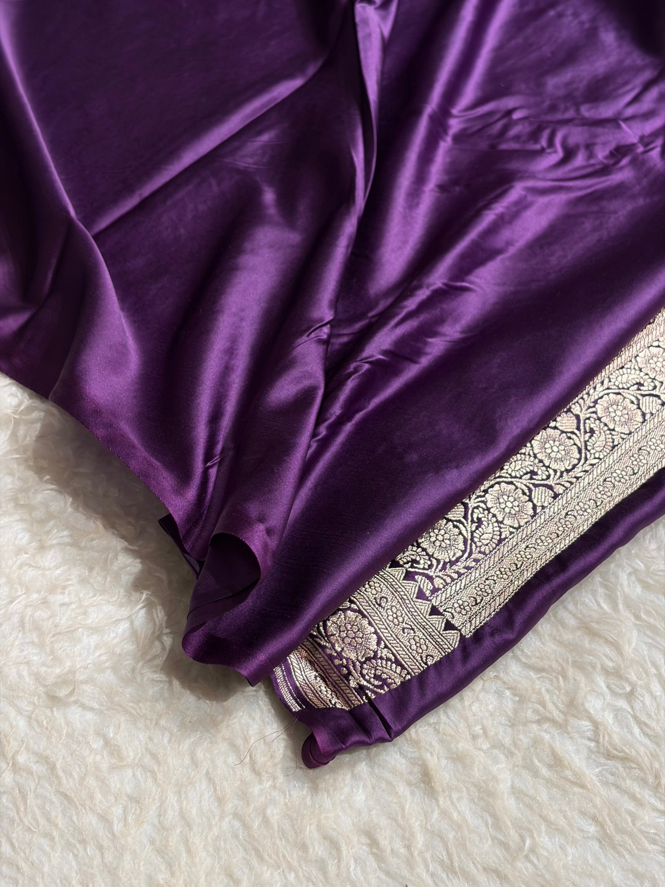 Contrast Firozi With Purple Floral Jaal Mashru Silk Saree MS28