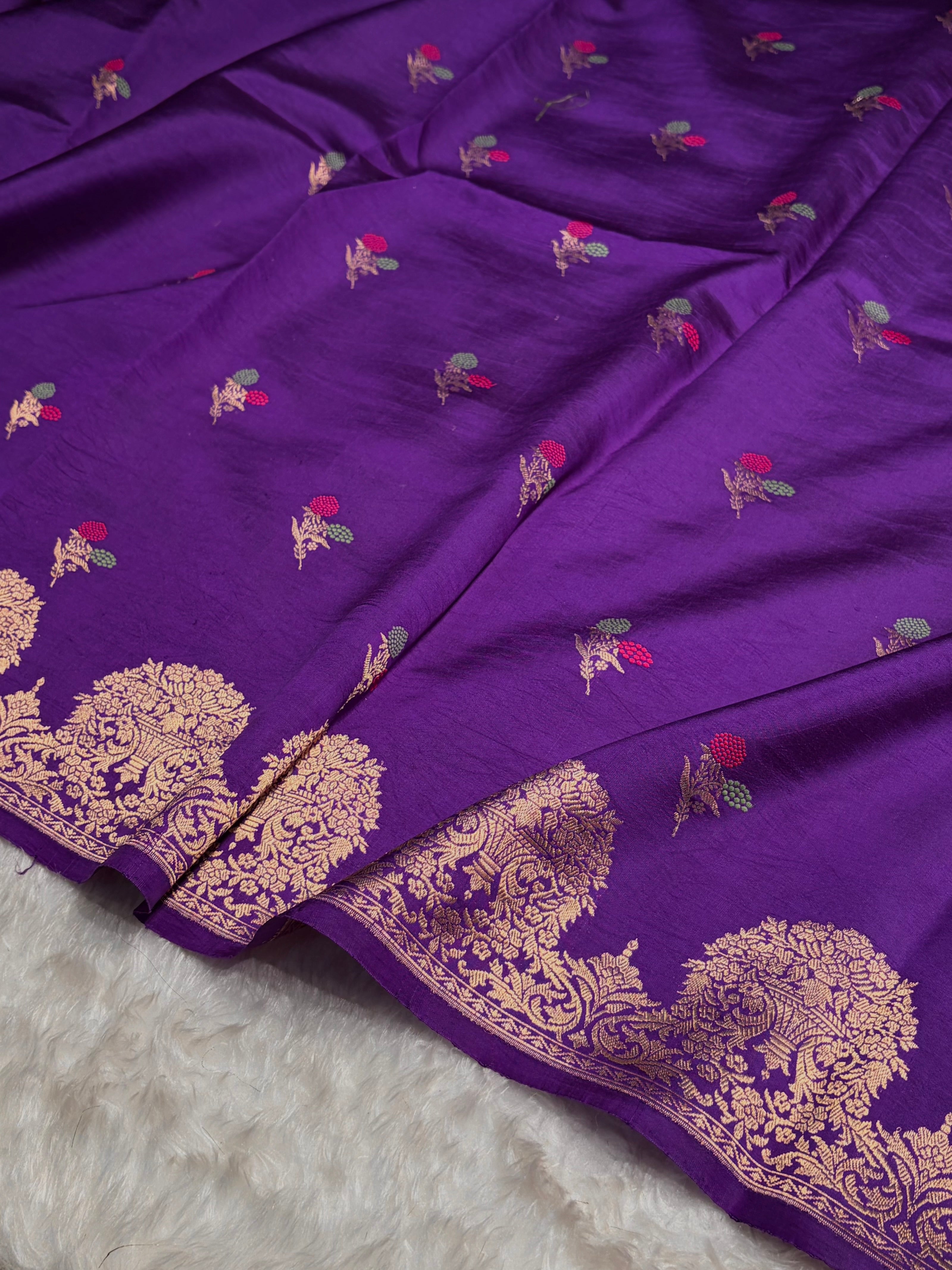 Purple Shades Minakari Handwoven Pure Raw Mango Silk RM-54