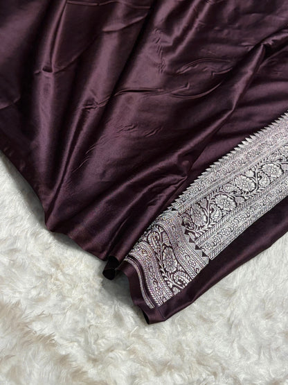 Purple Shades Banarasi Minakari Floral Jaal Mashru Silk Saree MS28