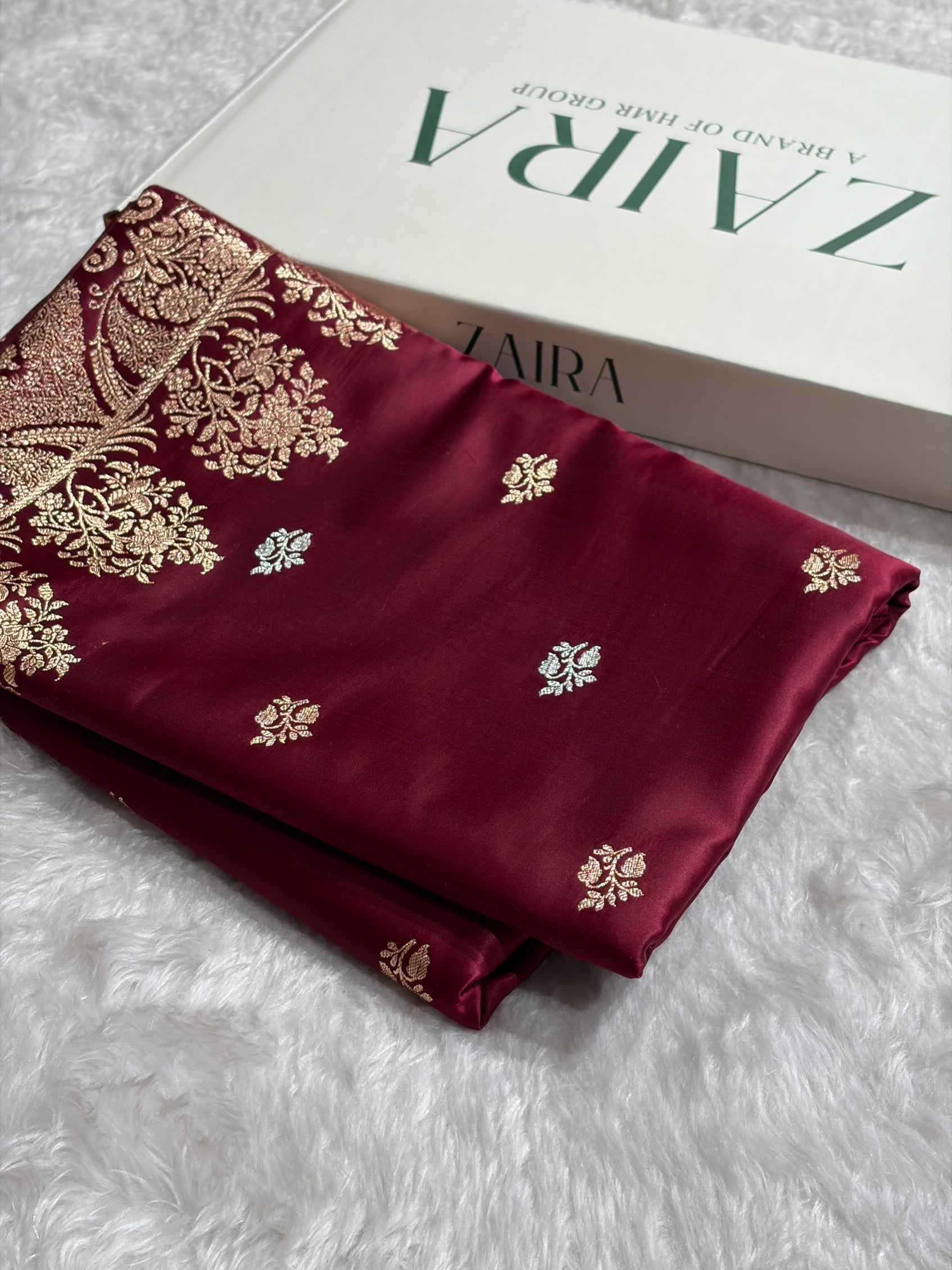 Chocolate Shades Banarasi With Floral Border Mashru Silk Saree MSM-126