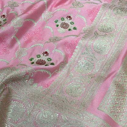 Baby Pink Shades Tanchoi Mashru Silk