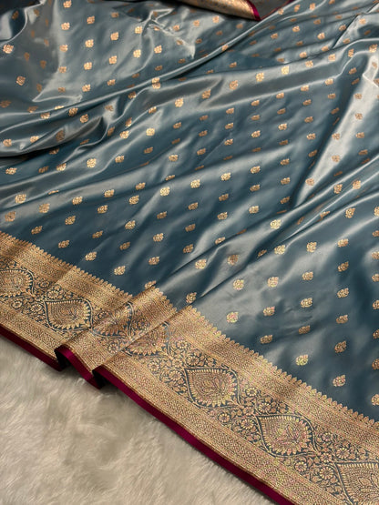 Nile Blue booti Katan Silk saree SK10