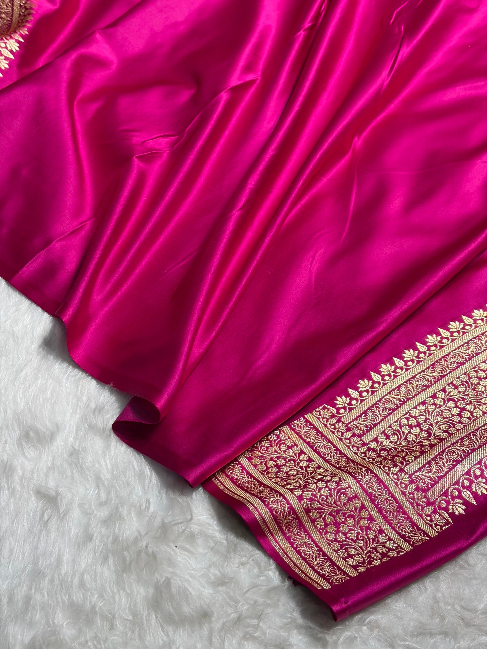 Banarasi Satin Katan Saree in Rani Shades SK88