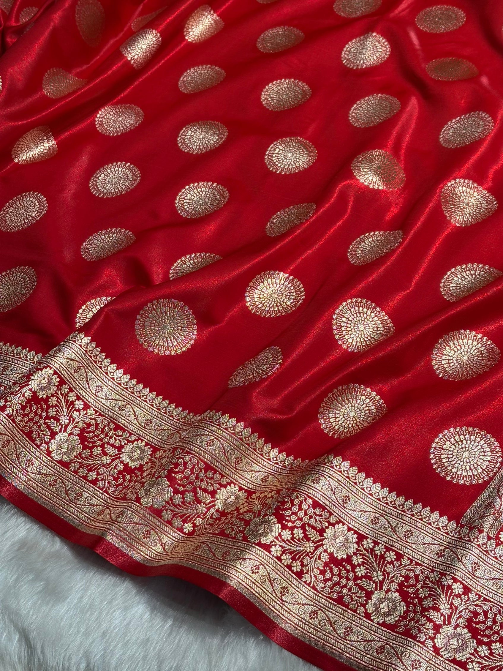 Red Shades Banarasi Satin Silk Saree SS33