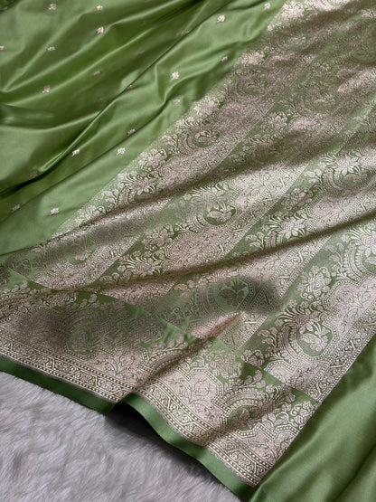 Pista Green Shades Motif Booti Mashru Silk Saree MSM-57