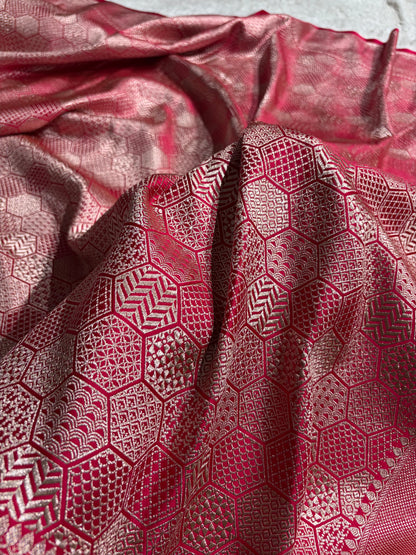 Banarasi Rani Shades Brocade Mashru Silk Saree MS85