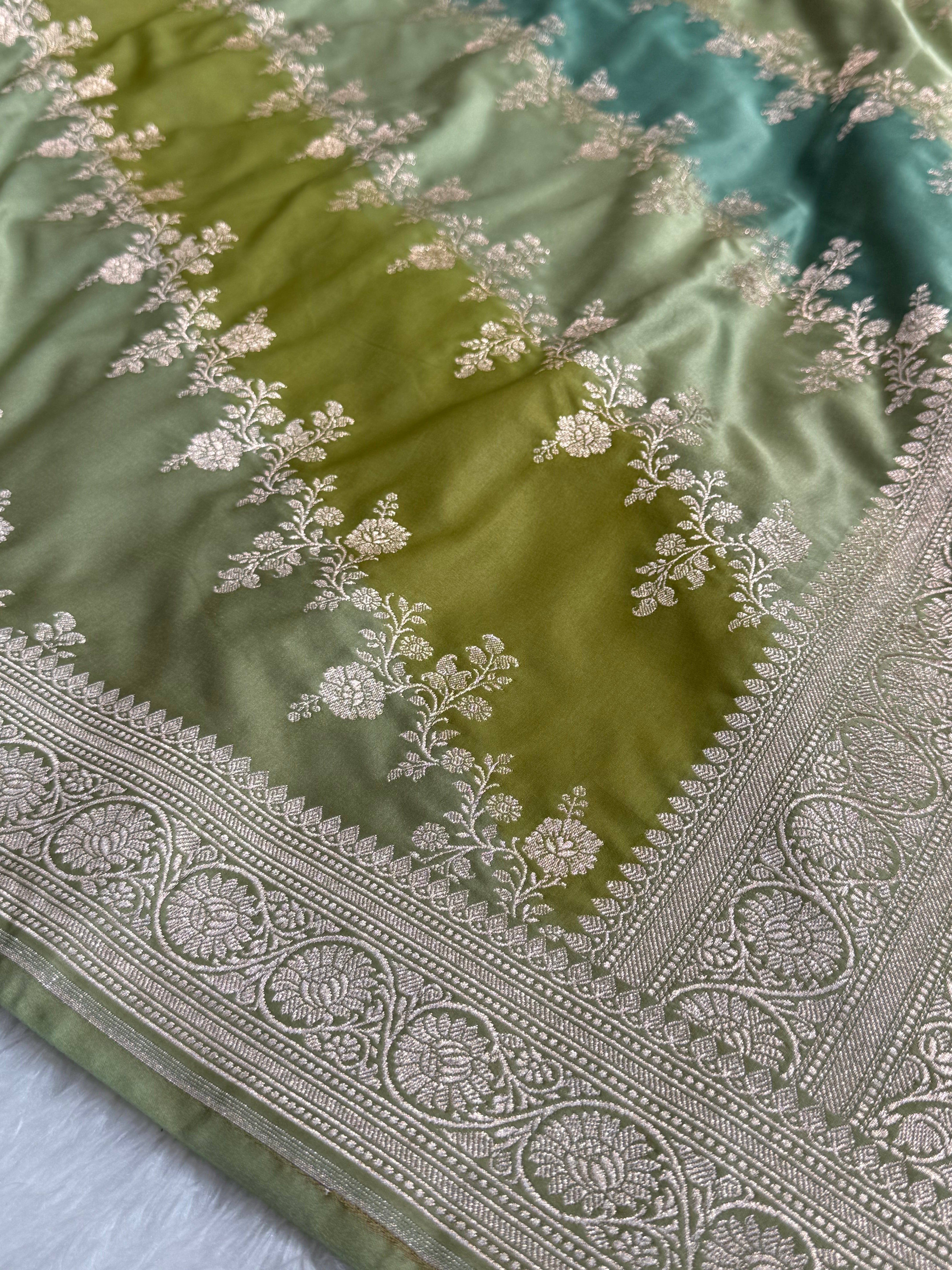 Pista Tone Rangkart Mashru Silk Saree