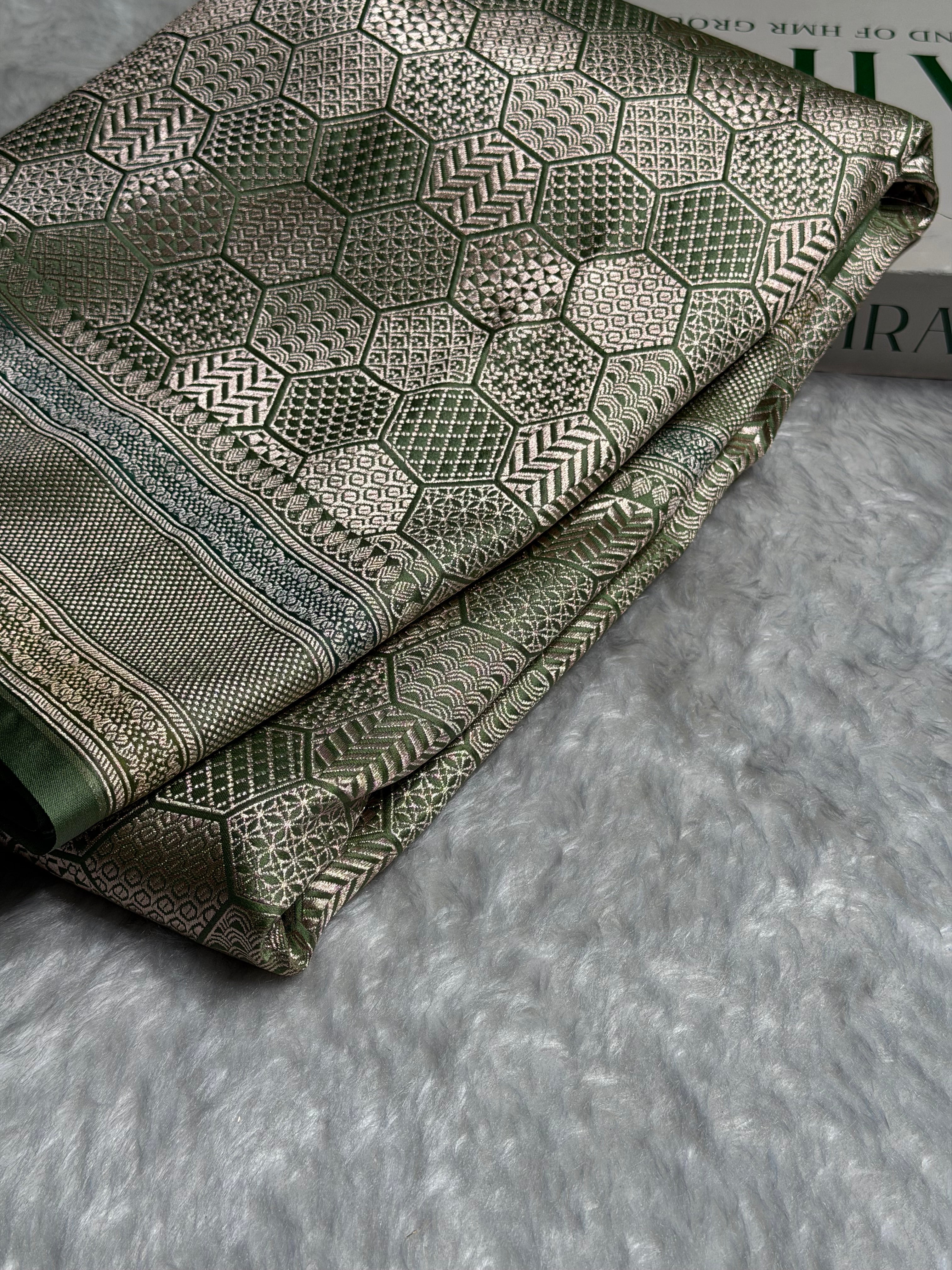 Pista Shades Minakari Brocade Mashru Silk Saree MS85