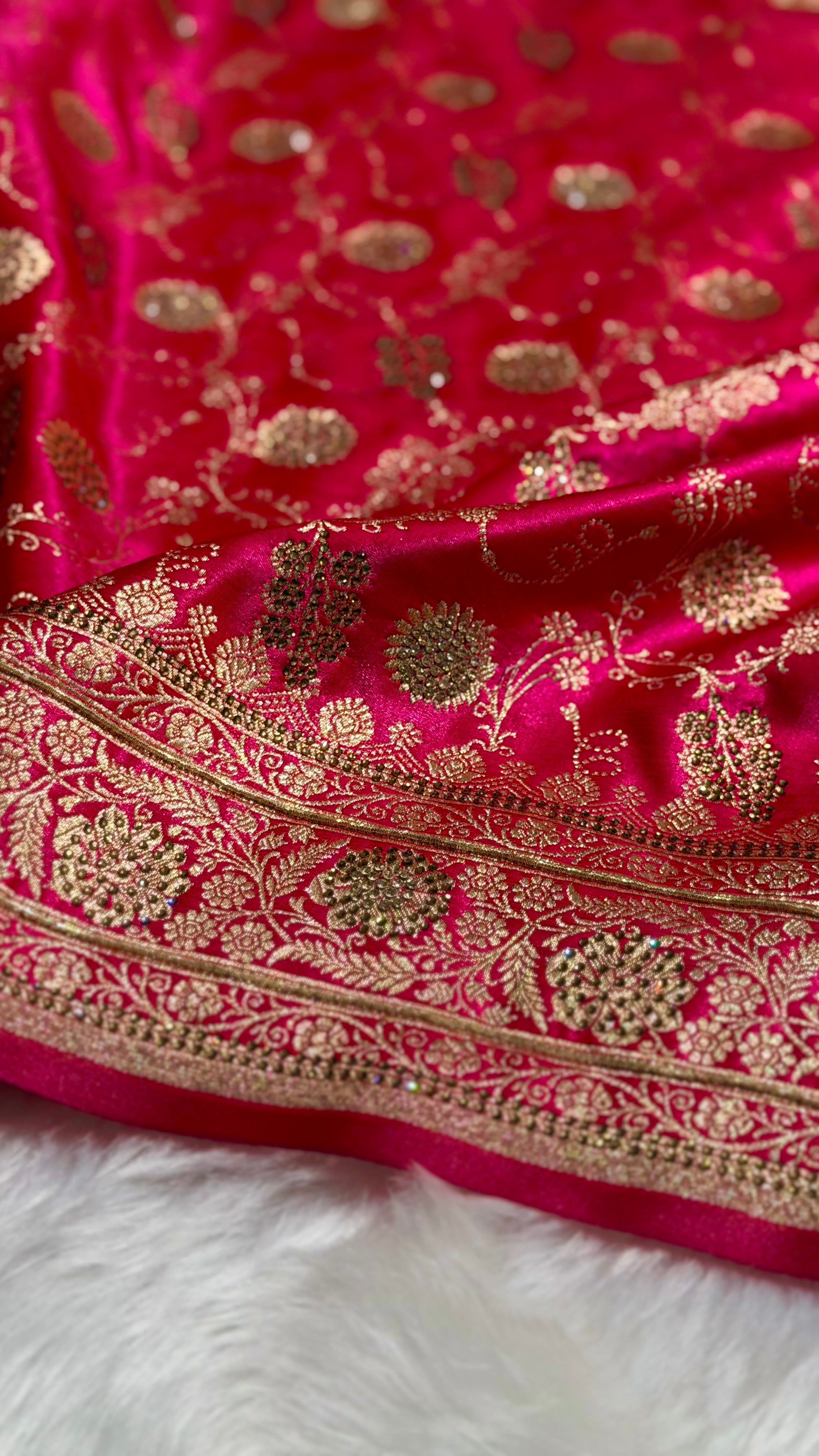 Rani Satin Silk Jaal with Swavroski Work BSS17