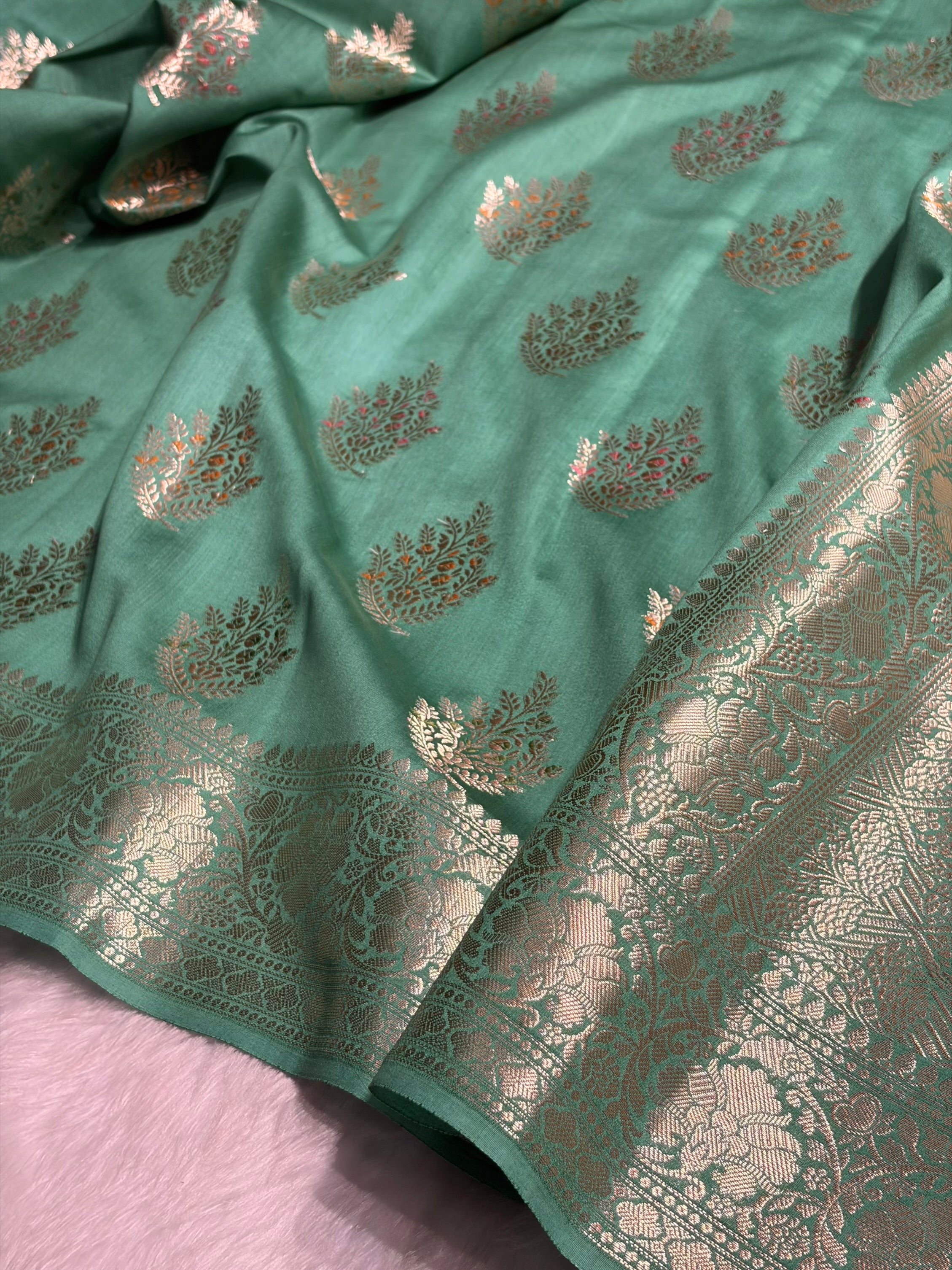 Minakari Sea Green Shades Pure Chiniya Silk CH-02