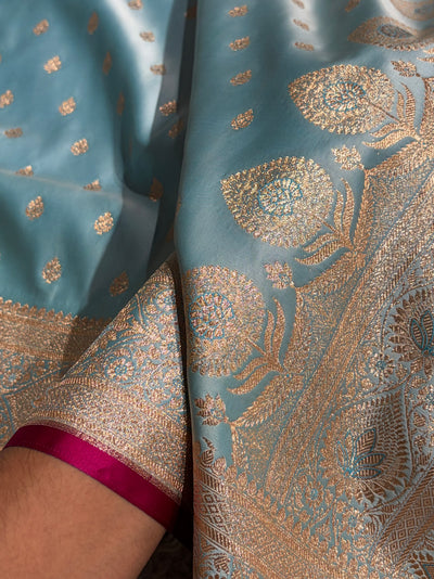 Katan Silk Saree In Powder Blue Shades SK10