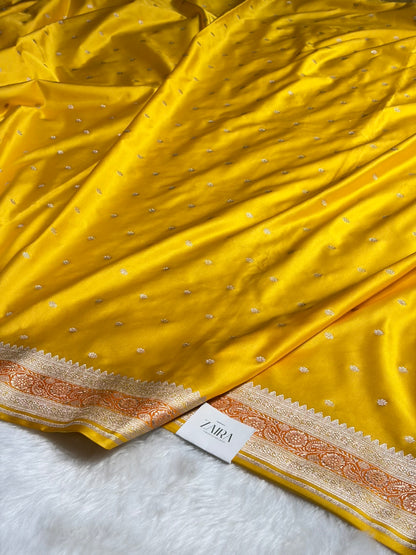 Yellow Shades Booti Mashru Silk Saree MS26