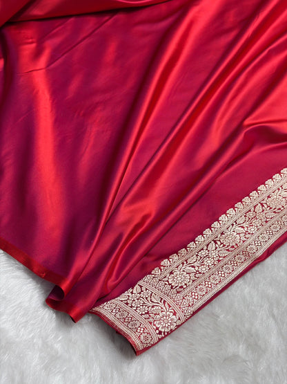 Reddish Magenta Shades Tanchoi Motif Mashru Silk Saree MST-10