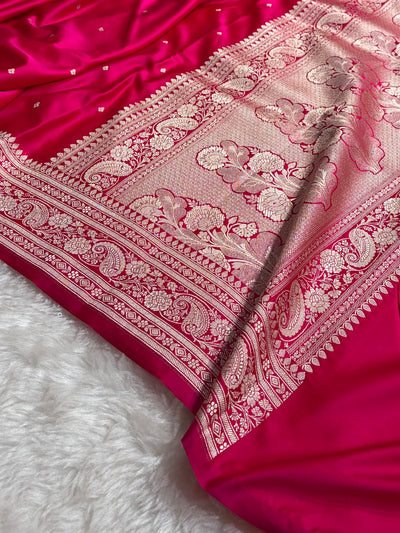Banarasi Cross Rani Shades Mashru Silk Saree for Festive Seasons MCS64