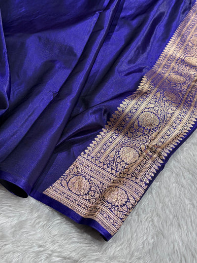 Banarasi Royal Blue Shades Booti Pattern Banarasi Satin Silk Saree SS53