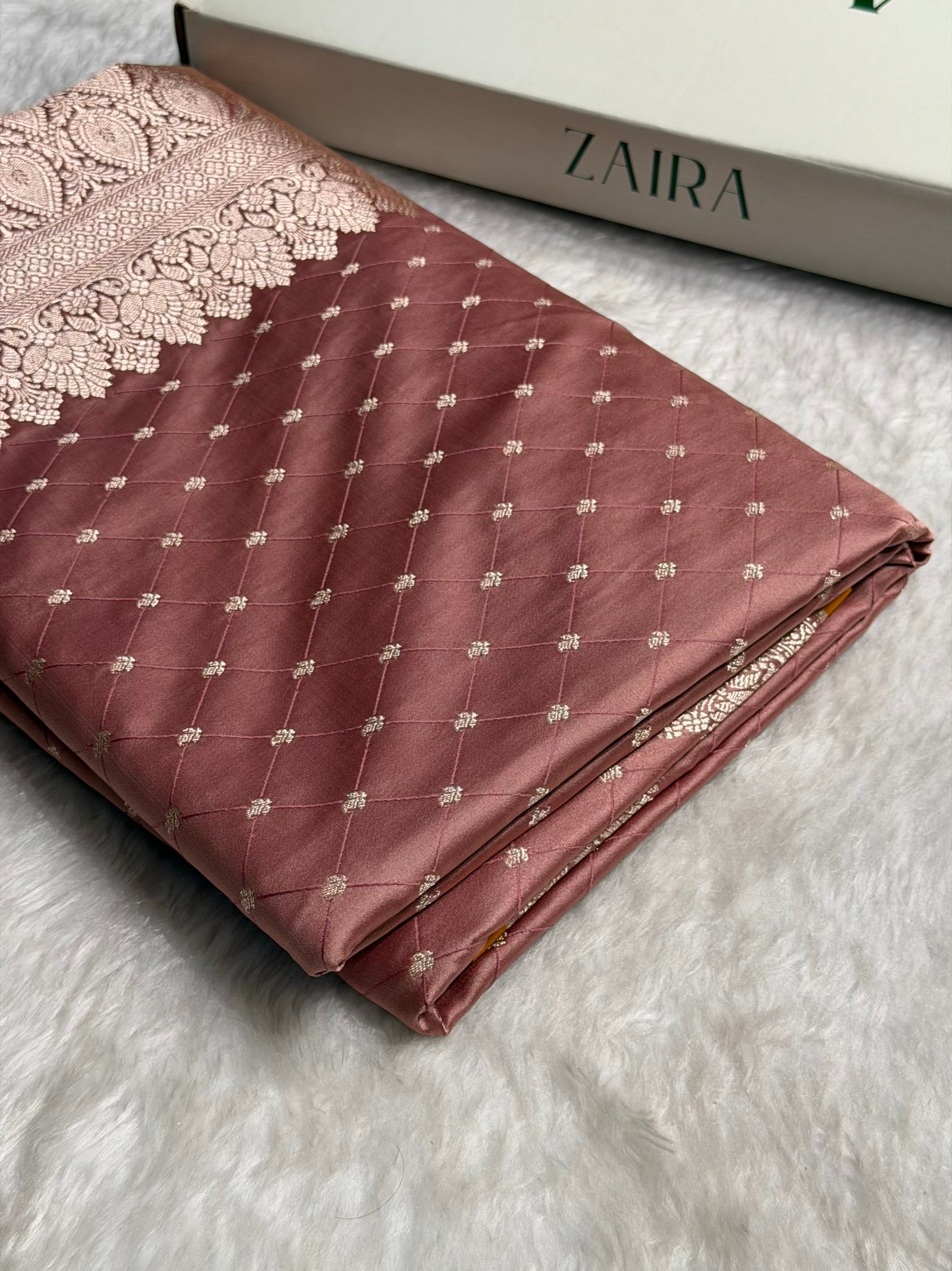 Banarasi Mauve Shades Tanchoi Motif Mashru Silk Saree MST-09