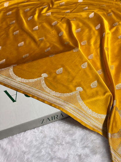 Mustard Gold Shades Scallop Mashru Silk Saree MS20