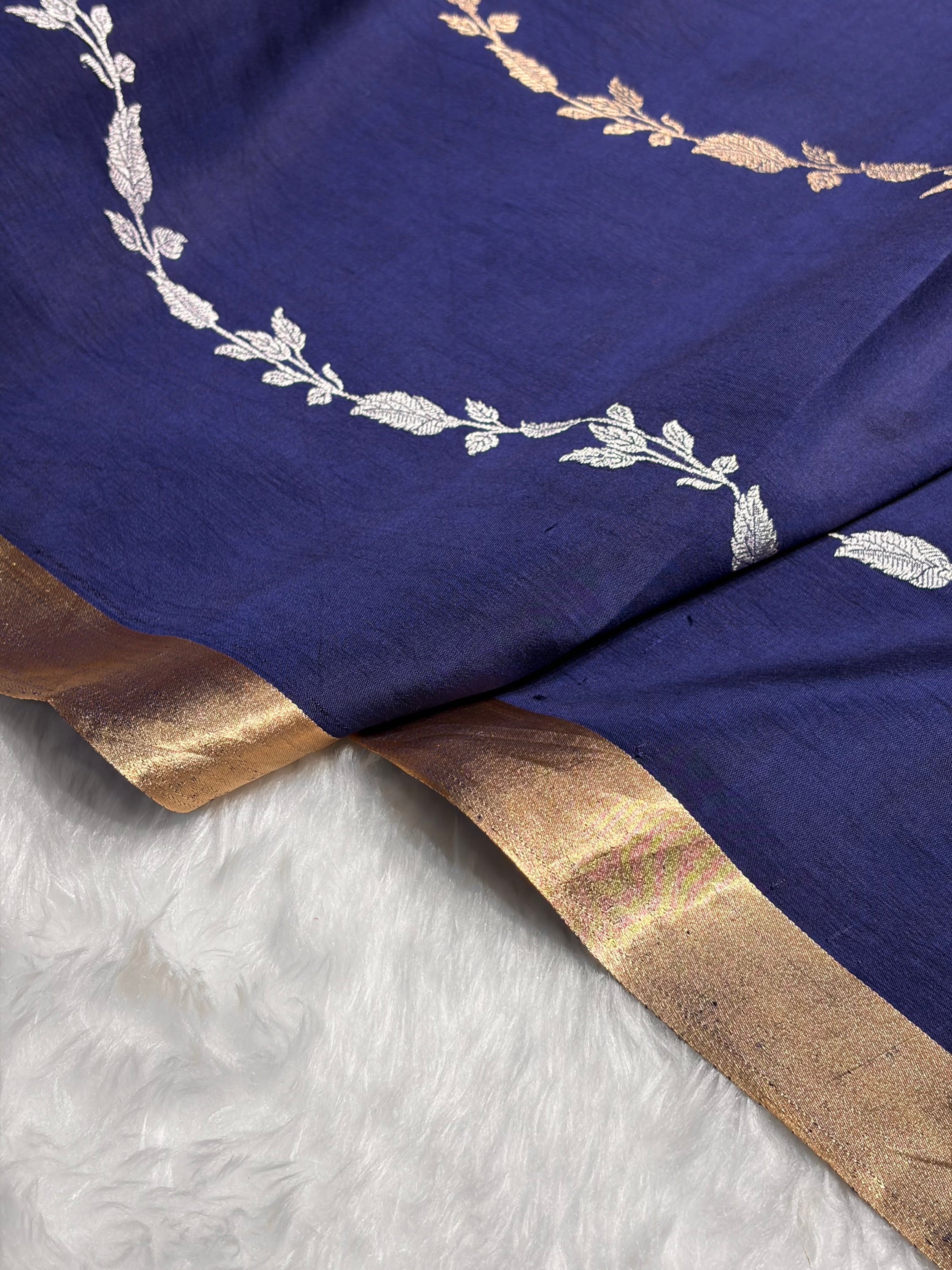 Royal Blue Shades Handwoven Pure Raw Mango Silk RM-39