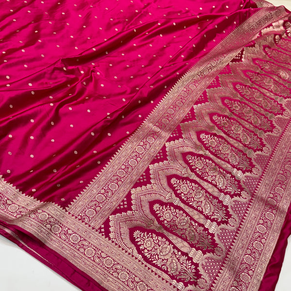 Beautiful Pink Booti Mashru Silk Saree
