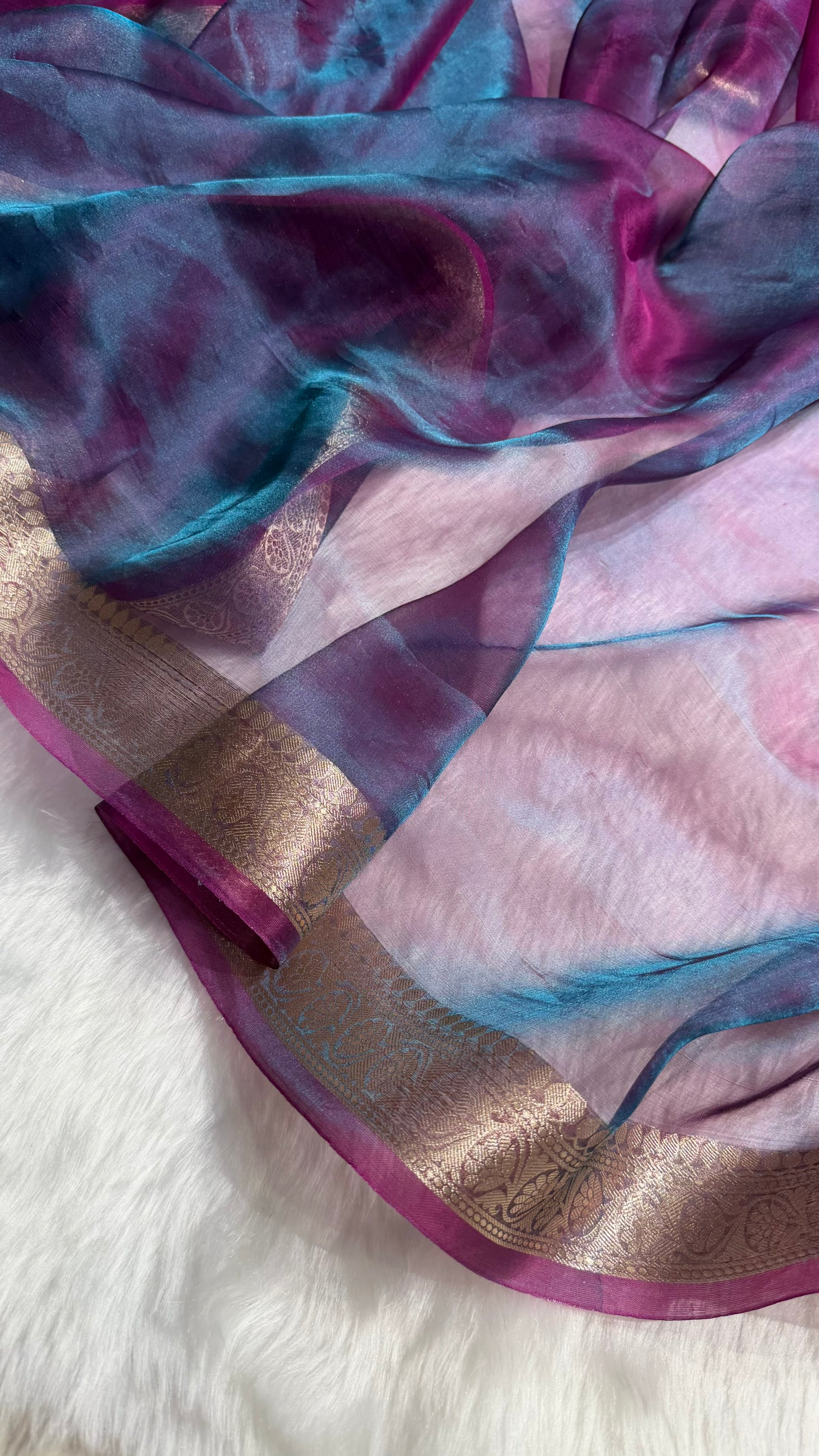 Purple Shades Pure Tissue Silk Saree with Brocade Blouse PT-09