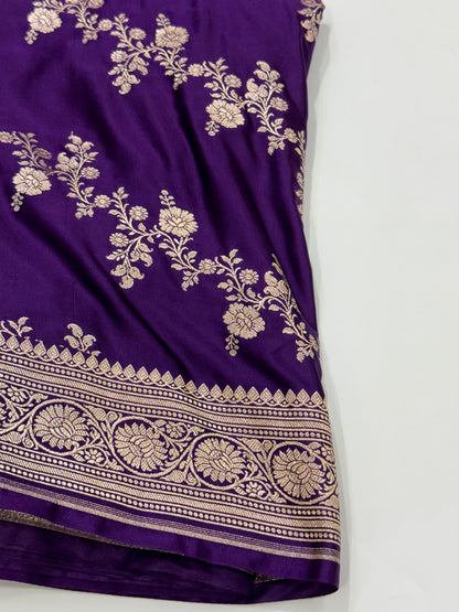 Banarasi Pattern Purple Shade Mashru Silk Saree