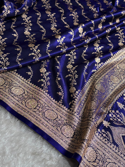 Satin Silk Cross Pattern in Royal Blue Shades SS37
