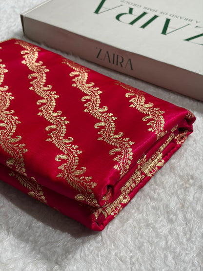 Cross Rani Shades Cross Pattern Banarasi Satin Silk Saree SS39