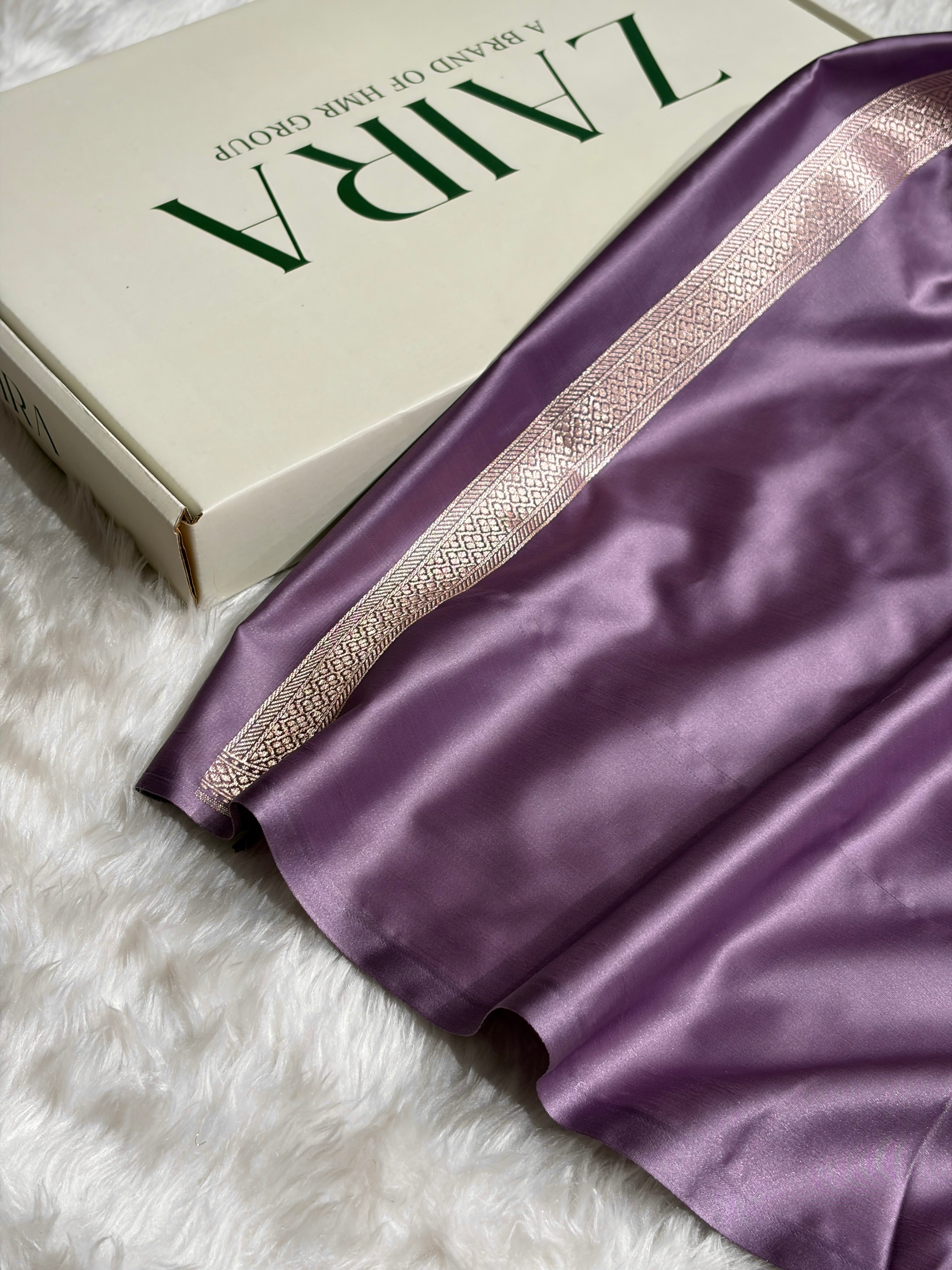 Banarasi Dusty Lavender Shades Tanchoi Motif Mashru Silk Saree MST-09