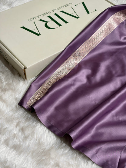 Banarasi Dusty Lavender Shades Tanchoi Motif Mashru Silk Saree MST-09