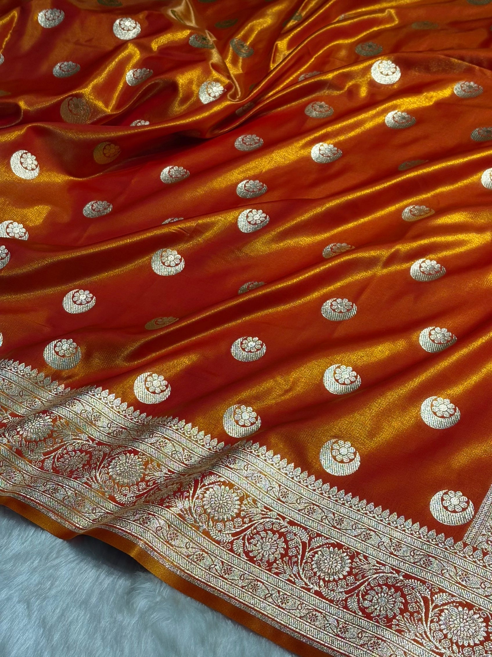 Orange Chand Tara Satin Silk Saree SS04