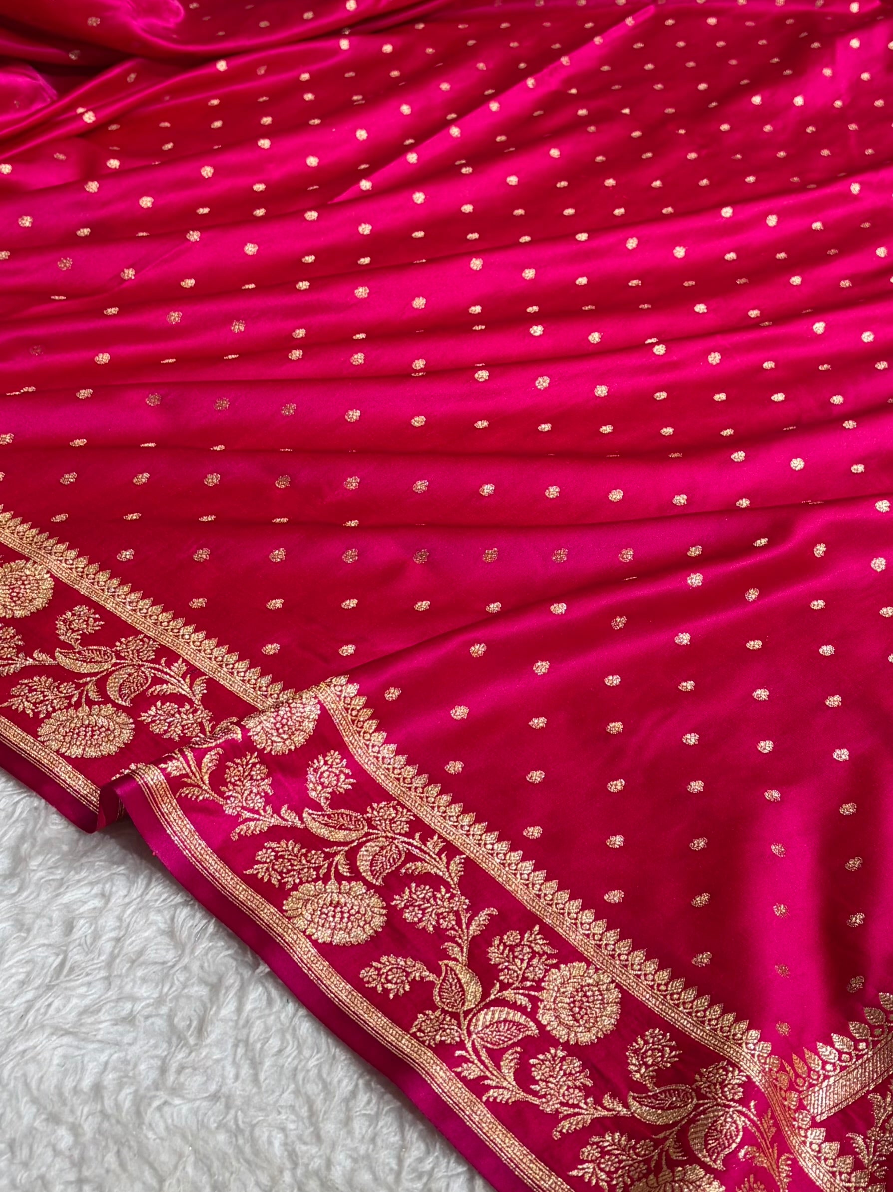 Banarasi Satin Katan Saree With Boota in Rani Shades SK107