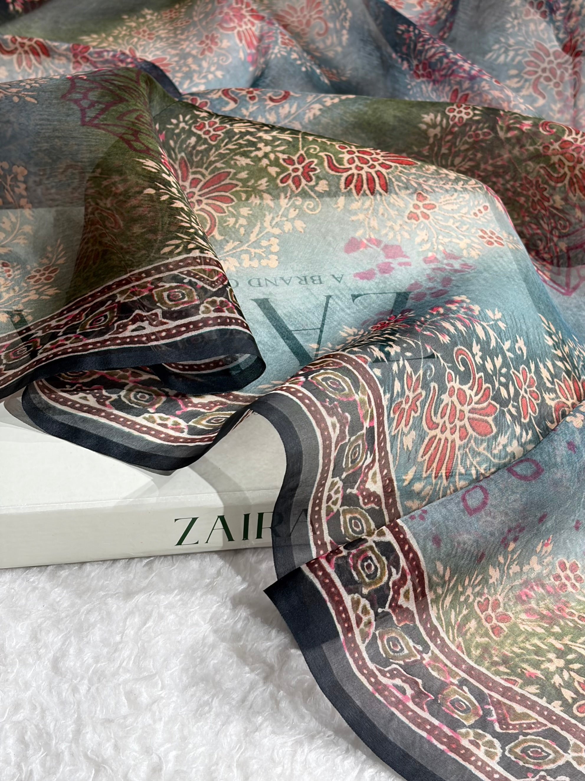 Rainbow Organza with Pastel Multicolor Florals POP13