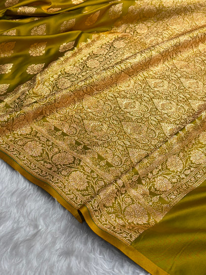 Liril Mehendi Floral Boota Pattern Satin Katan Silk saree SK45