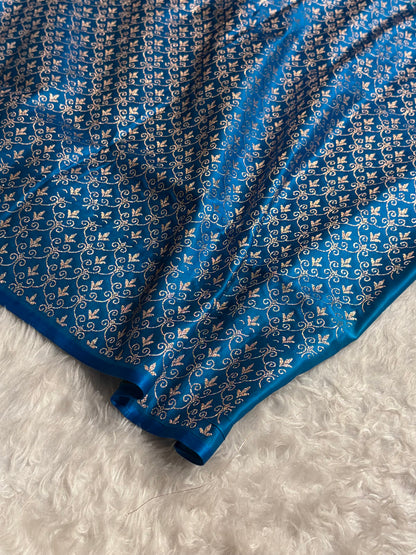 Firozi Shades Banarasi With Floral Border Mashru Silk Saree MSM-126