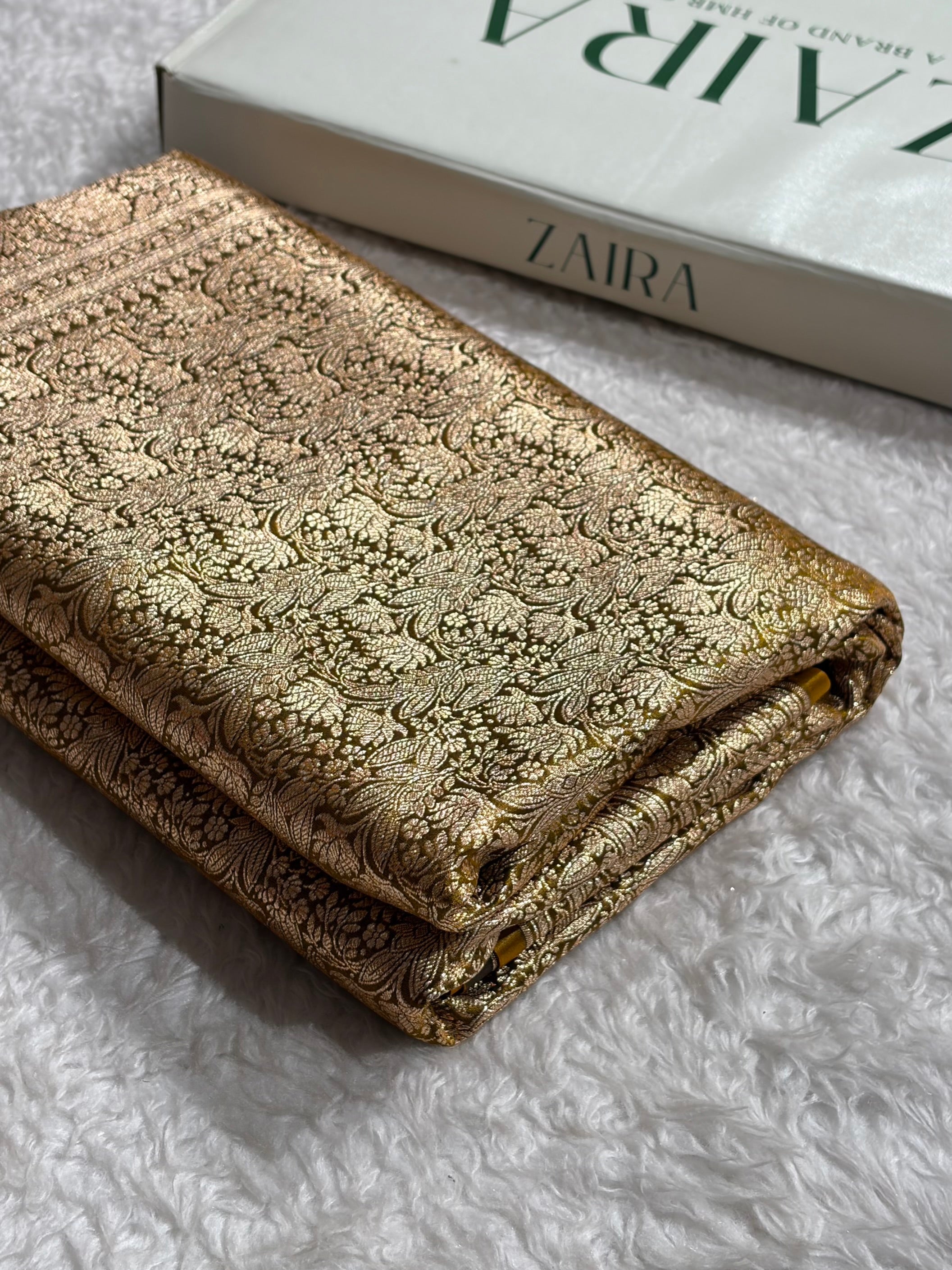 Mehendi Shades Brocade Pattern Banarasi Satin Silk Saree SS42