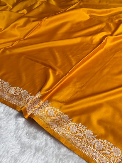 Mustard Boota With Floral Border Mashru Silk Saree MSM-94