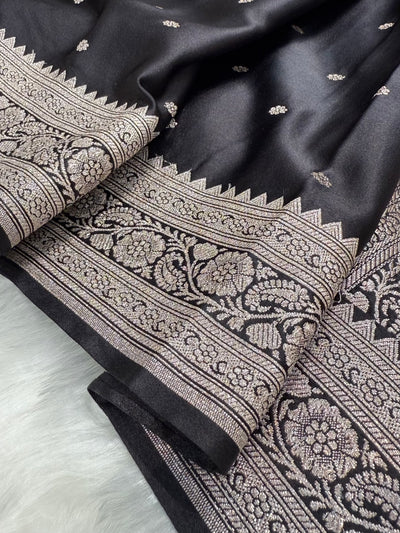 Black shade Booti Mashru Silk Saree MCS26