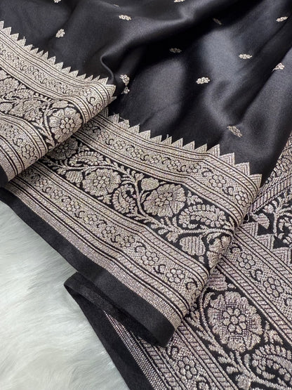 Black shade Booti Mashru Silk Saree