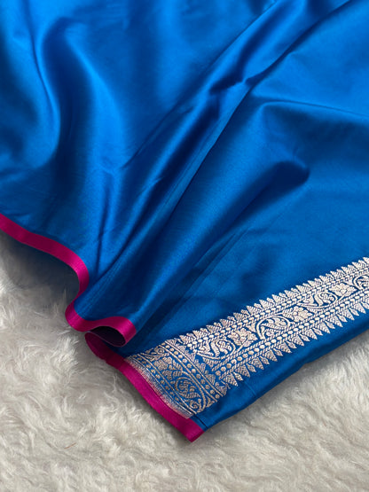 Premium Banarasi Satin Katan Saree in Blue Shades SK90