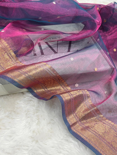 Purple Shades Boota Pure Tissue Silk Saree PT-21