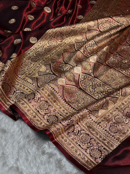 Chand Tara Maroon Boota With Traditional Banarasi Swarovski Work BSS04 (R)