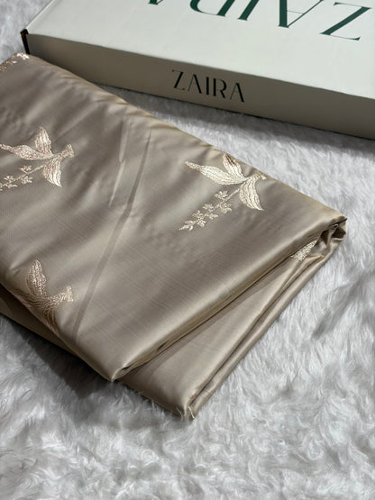 Beige Floral Motif Mashru Silk Saree MSM-04