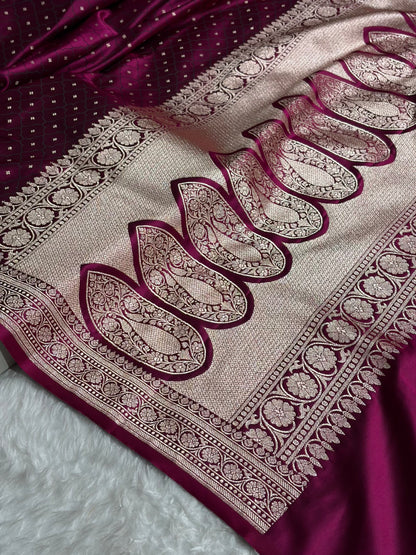 Wine Cross Shades Tanchoi Motif Mashru Silk Saree MST-13