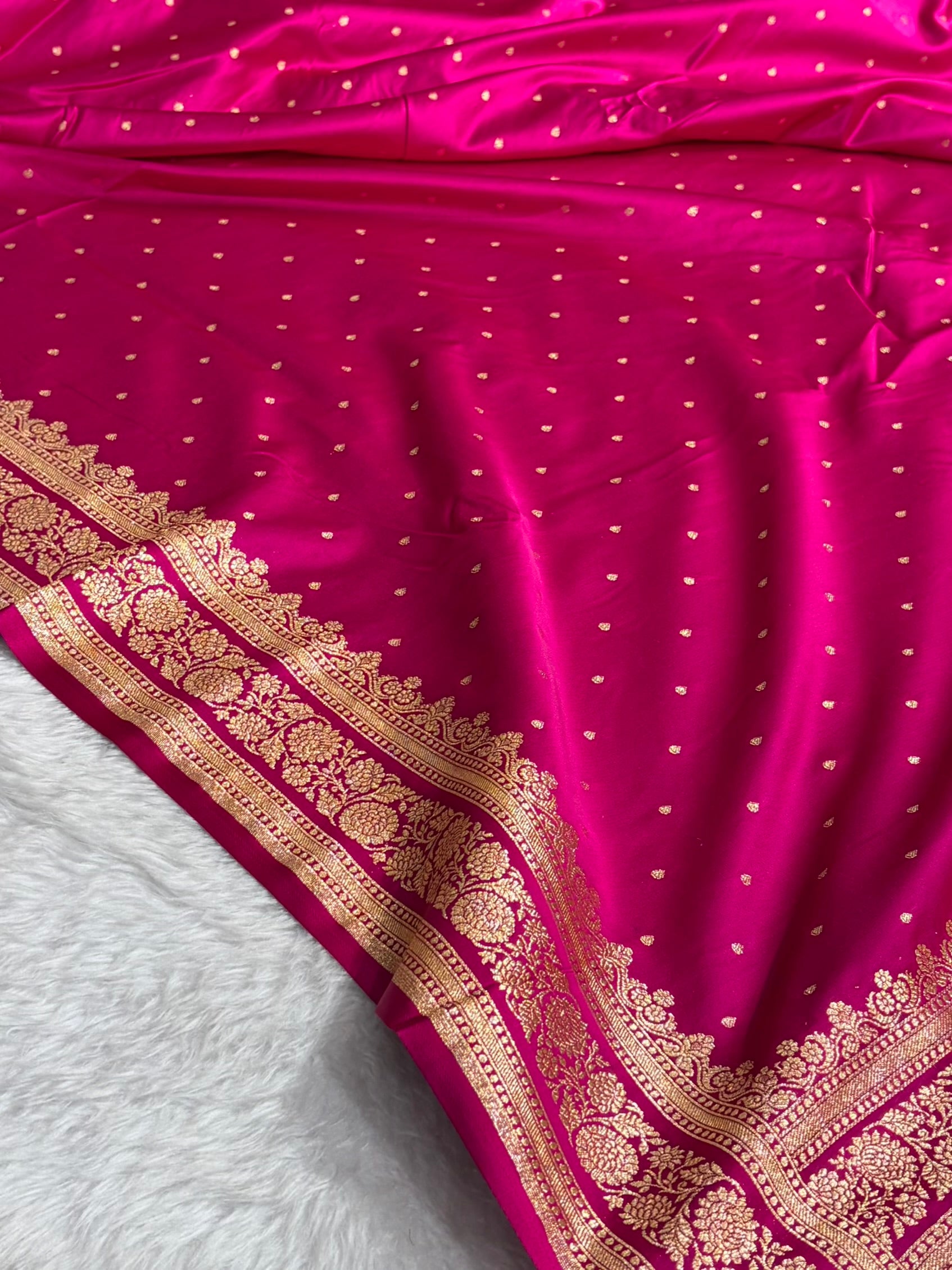 Banarasi Satin Katan Saree in Rani Shades SK91