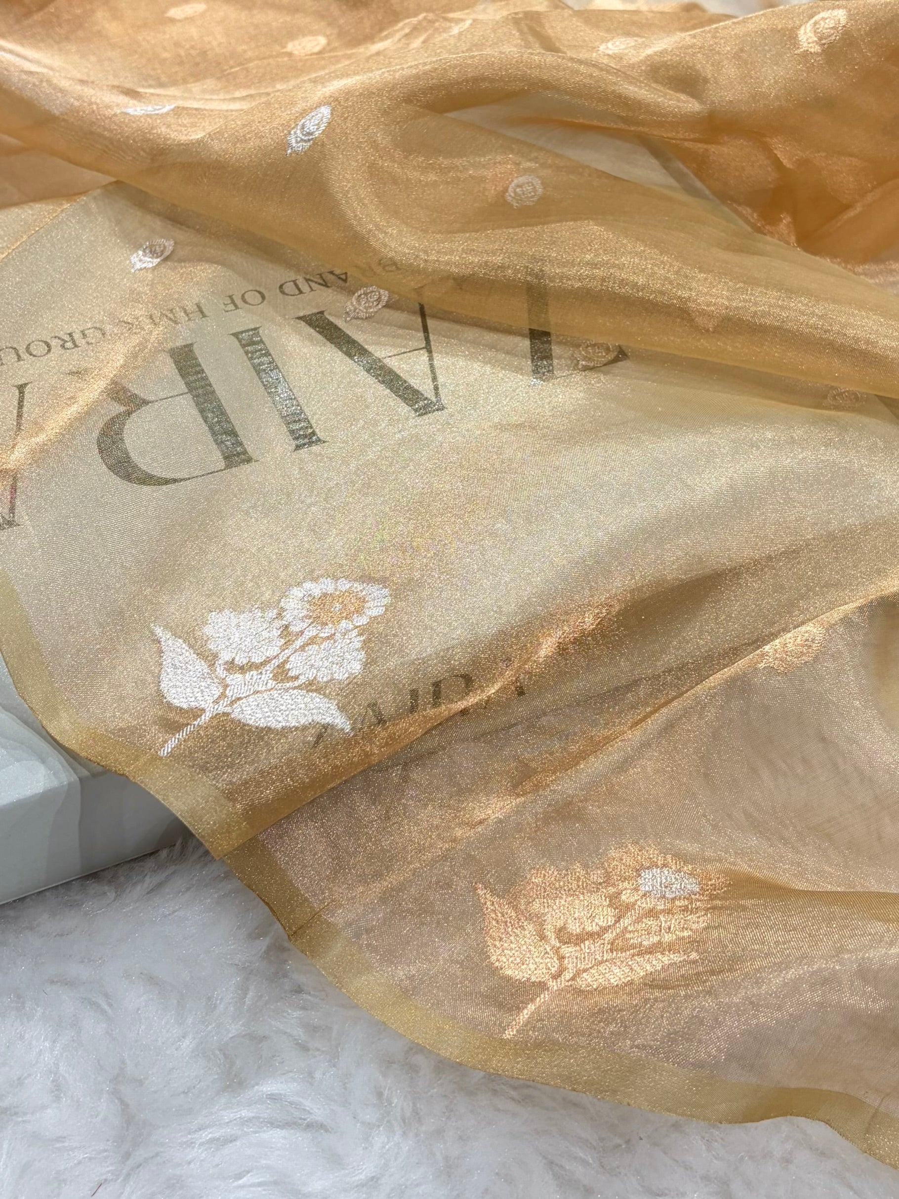 Tusser Bananasi Floral Shades Pure Tissue Silk Saree PT-39