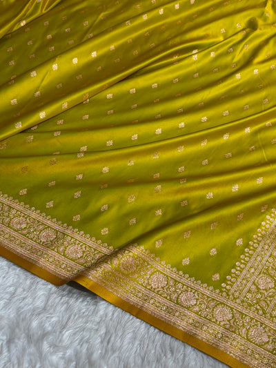 Banarasi Boota Katan Silk Saree In Liril Green Shades SK03