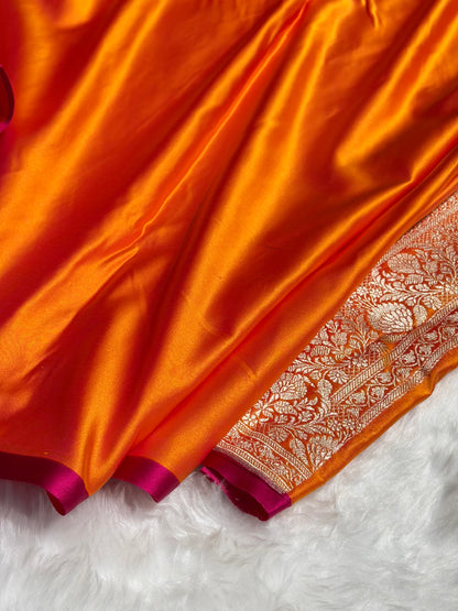 Fire Gold Shades Floral Booti Mashru Silk Saree MSM-69