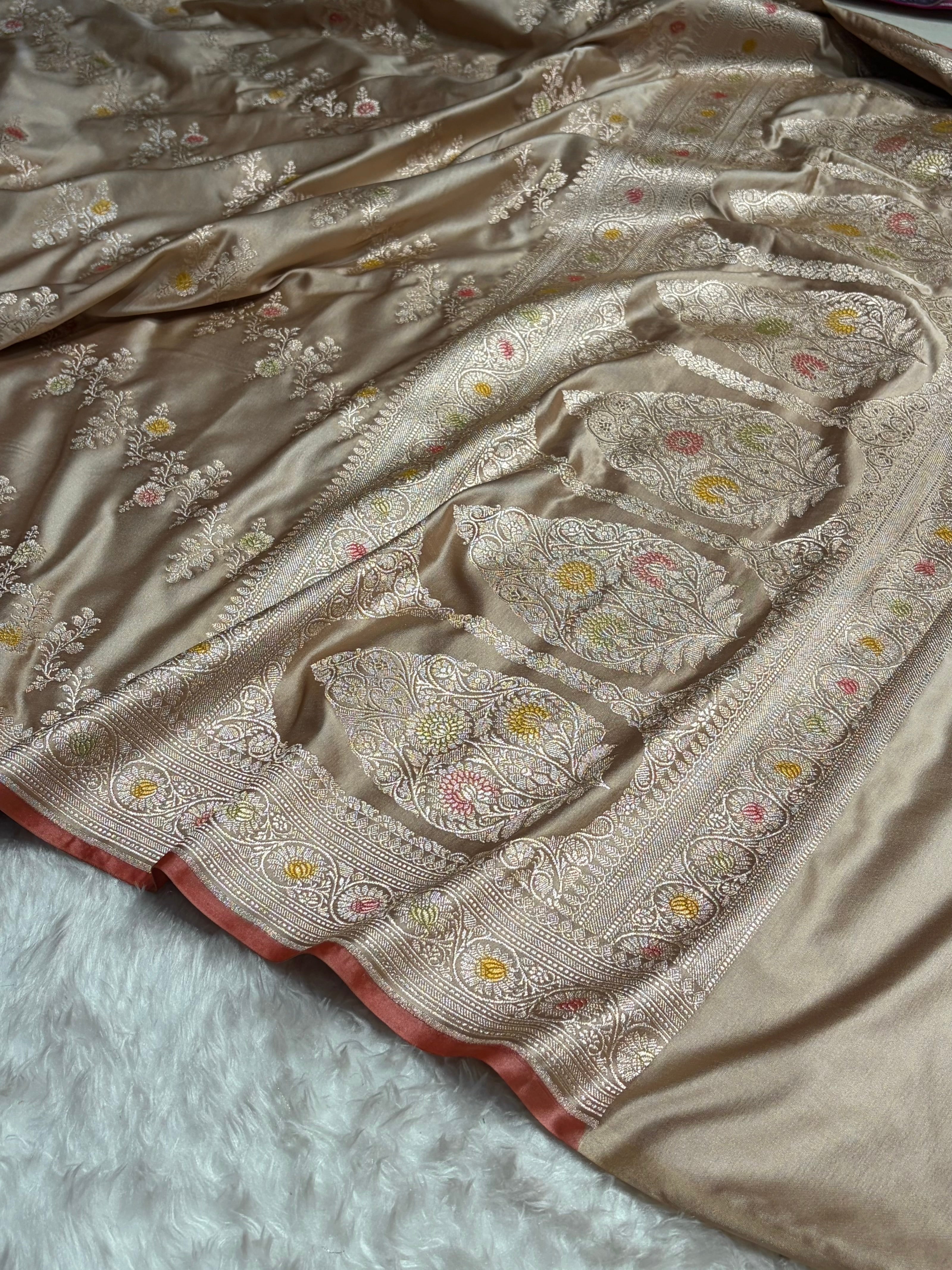 Tusser Minakari Banarasi Cross Mashru Silk Saree MS01